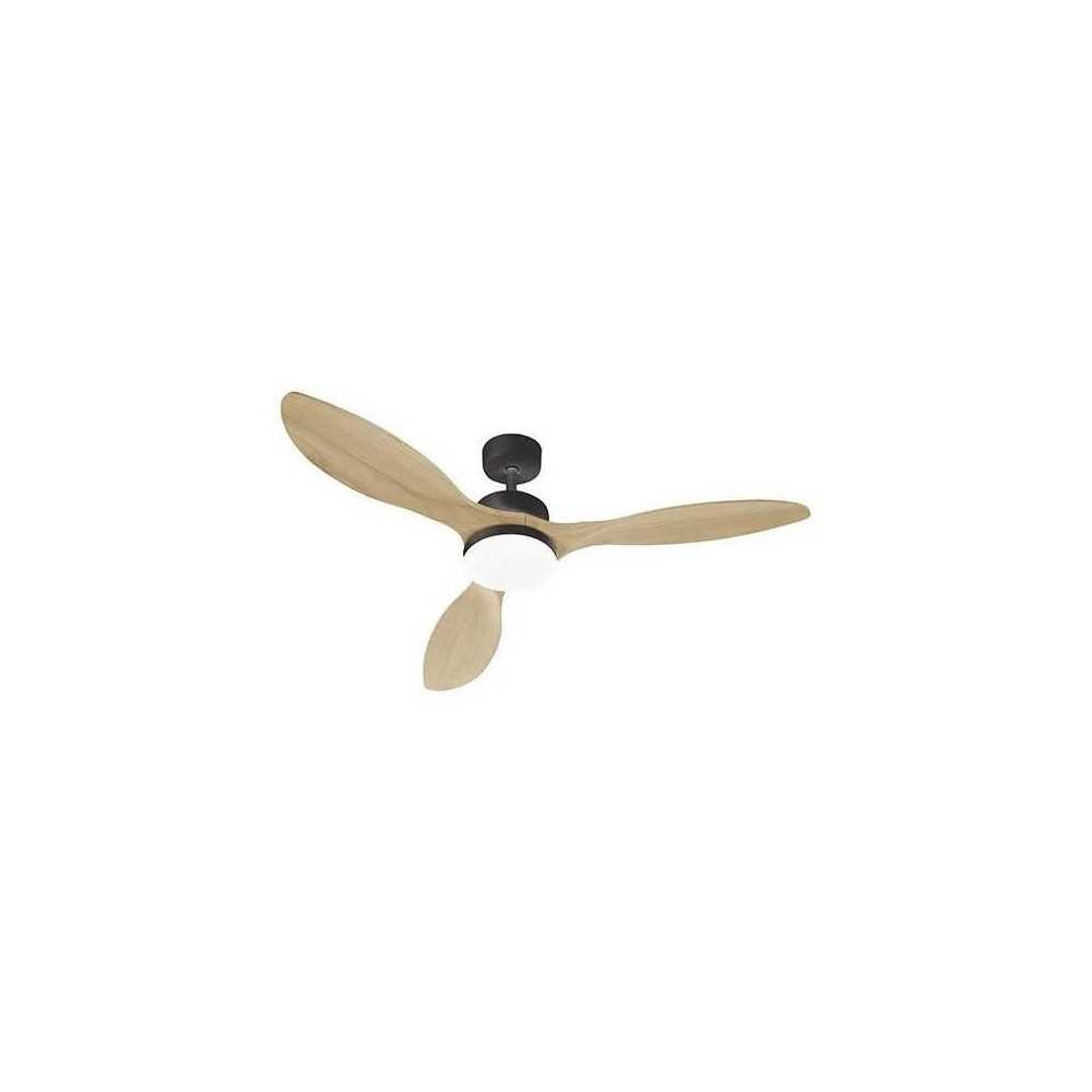 OKLAHOMA Noir & Bois - Ventilateur de plafond Ø137cm 100W + éclairag OKLAHOMA Noir & Bois - Ventilateur de plafond Ø137cm 100W + éclairag