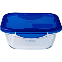 PYREX COOK&GO Plat de conservation carré 0,8l 16cm + Couvercle bleu