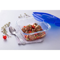 PYREX COOK&GO Plat de conservation carré 0,8l 16cm + Couvercle bleu