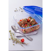 PYREX COOK&GO Plat de conservation carré 0,8l 16cm + Couvercle bleu