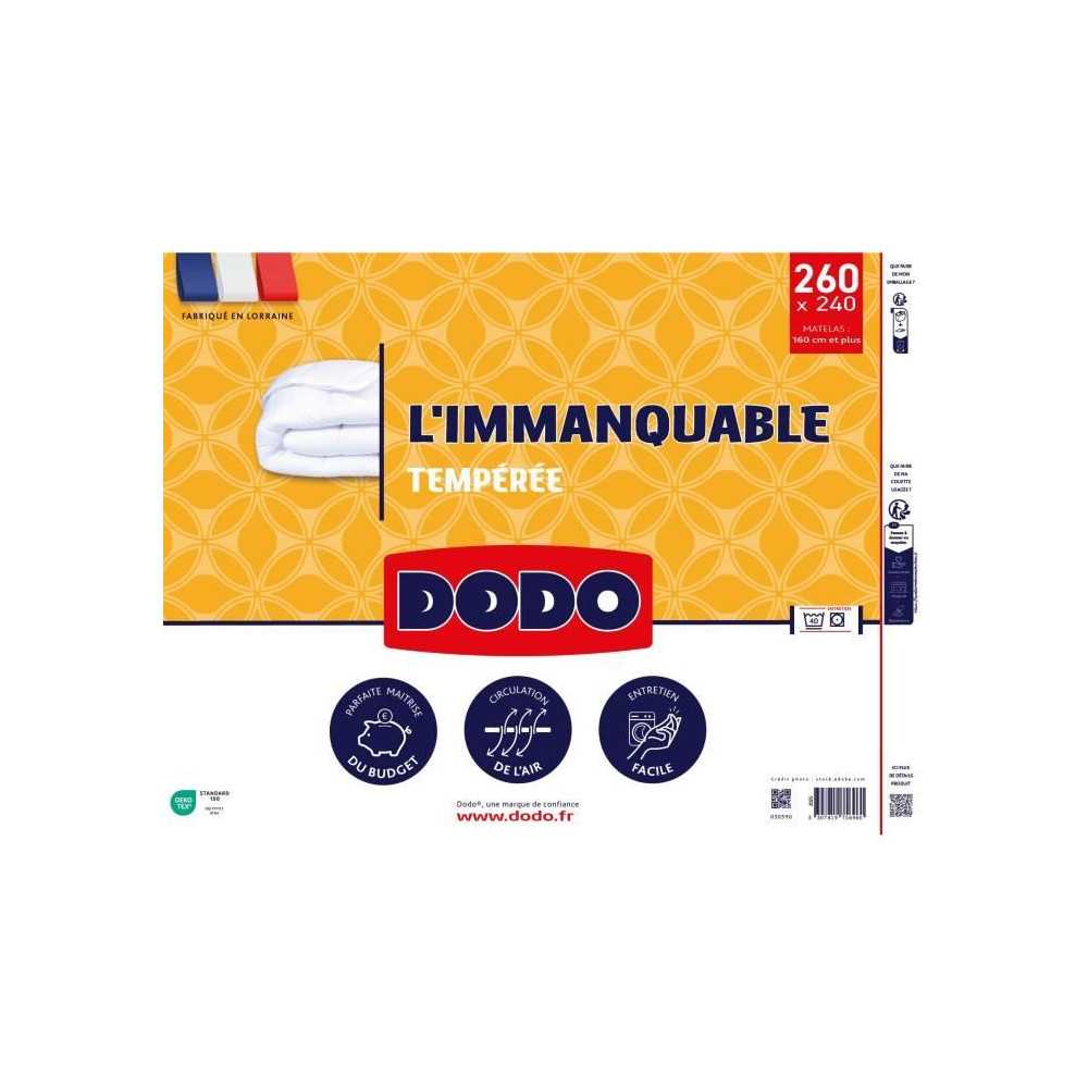 DODO - Couette tempérée 250G/m² - L'IMMANQUABLE - 240 x 260 cm - Bl DODO - Couette tempérée 250G/m² - L'IMMANQUABLE - 240 x 260 cm - Bl