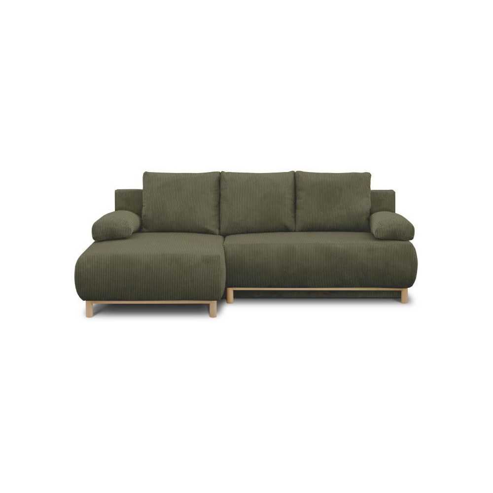 Canapé d'angle gauche convertible - 3 places - MIKA - Tissu velours c
