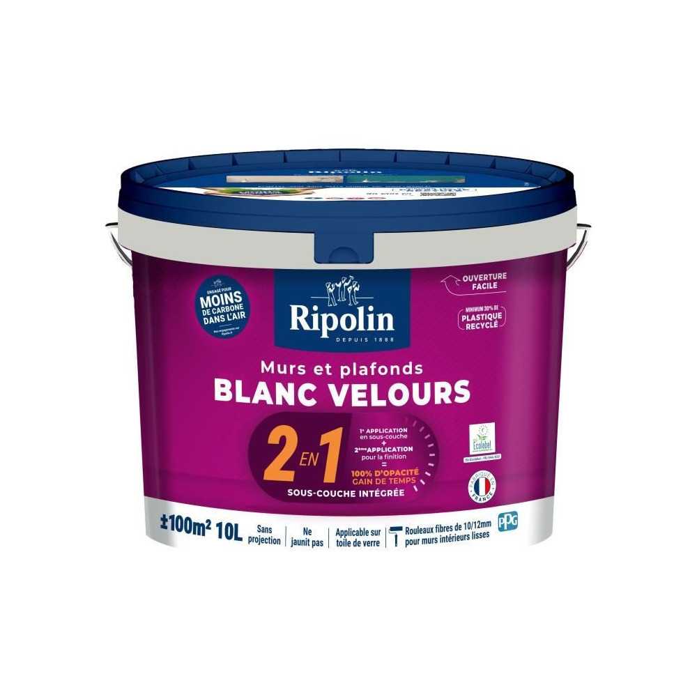 Mur & plafond 2 en 1 blanc velours - RIPOLIN - 10 L Mur & plafond 2 en 1 blanc velours - RIPOLIN - 10 L