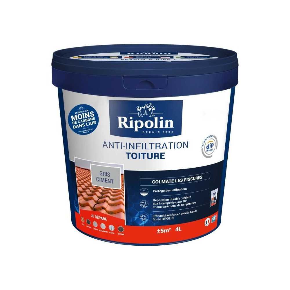 Anti-infiltrations toiture gris ciment - RIPOLIN - 4 L Anti-infiltrations toiture gris ciment - RIPOLIN - 4 L