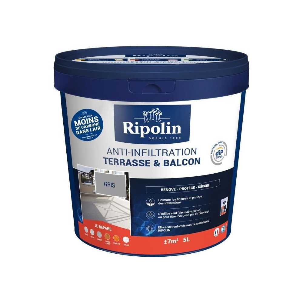 Anti-infiltrations terrasses & balcons gris - RIPOLIN - 5 L Anti-infiltrations terrasses & balcons gris - RIPOLIN - 5 L