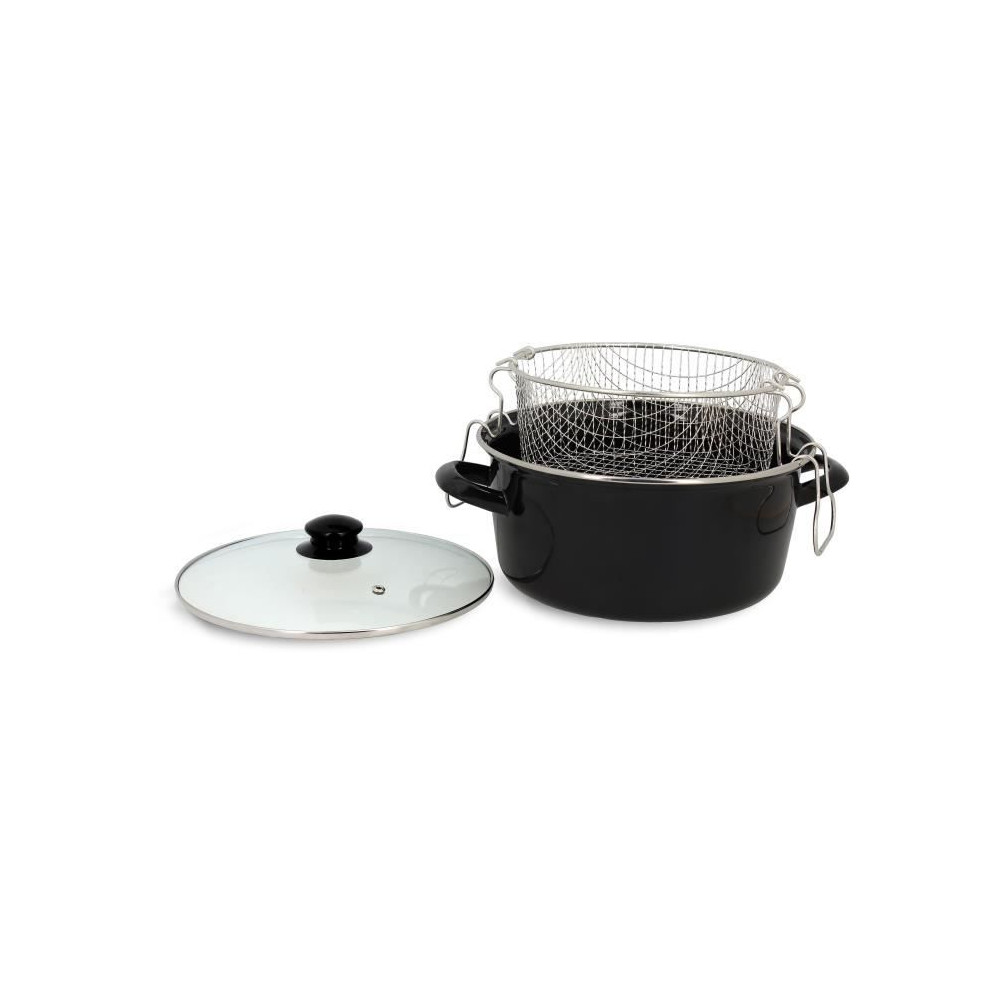 Friteuse - MENASTYL - 3645580 - En acier émaillé - Noir - 26 cm - Av