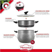 Couscoussier - MENASTYL - 6020033 - En aluminium effet marbre - 9 litr