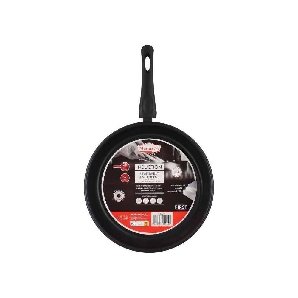 Poele - MENASTYL - 6020247 - En acier inoxydable - 28 cm - Tous feux d Poele - MENASTYL - 6020247 - En acier inoxydable - 28 cm - Tous feux d