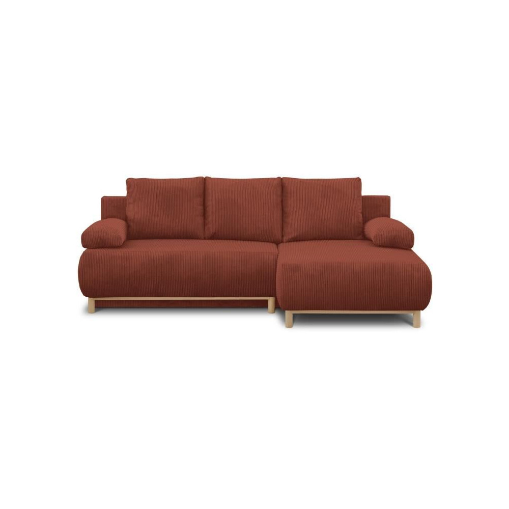 Canapé d'angle droit convertible - 3 places - MIKA - Tissu velours c
