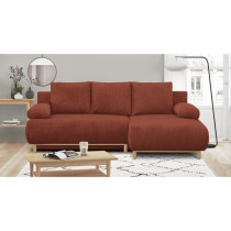 Canapé d'angle droit convertible - 3 places - MIKA - Tissu velours c