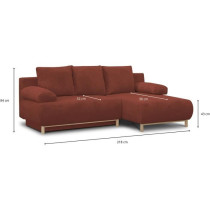 Canapé d'angle droit convertible - 3 places - MIKA - Tissu velours c