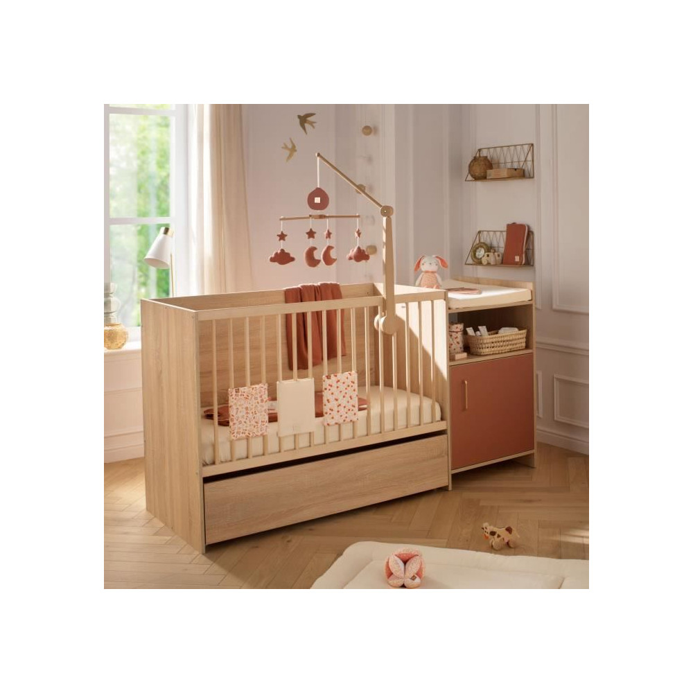 Lit combiné - 120 x 60 cm - Evolutif en 90 x 190 cm - CHARLIE - SAUTH Lit combiné - 120 x 60 cm - Evolutif en 90 x 190 cm - CHARLIE - SAUTH