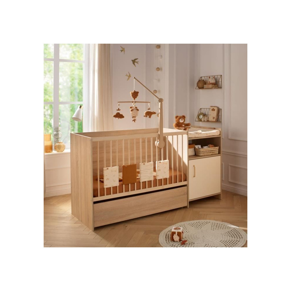 Lit combiné - 120 x 60 cm - Evolutif en 90 x 190 cm - CHARLIE - SAUTH Lit combiné - 120 x 60 cm - Evolutif en 90 x 190 cm - CHARLIE - SAUTH