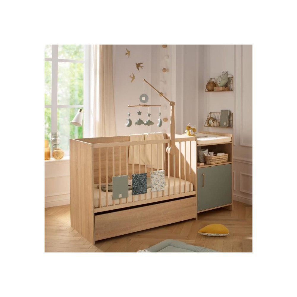 Lit combiné - 120 x 60 cm - Evolutif en 90 x 190 cm - CHARLIE - SAUTH Lit combiné - 120 x 60 cm - Evolutif en 90 x 190 cm - CHARLIE - SAUTH