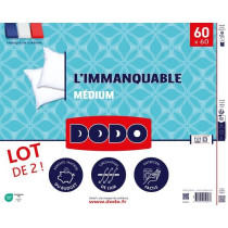 DODO - Lot de 2 oreillers - L'IMMANQUABLE - 60 x 60 cm - Blanc