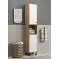 Armoire haute avec deux portes - TRENDTEAM - Série Touch - Blanc/Brun