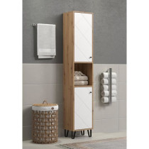 Armoire haute avec deux portes - TRENDTEAM - Série Touch - Blanc/Brun
