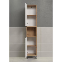 Armoire haute avec deux portes - TRENDTEAM - Série Touch - Blanc/Brun