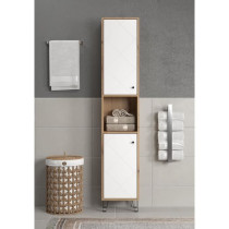 Armoire haute avec deux portes - TRENDTEAM - Série Touch - Blanc/Brun