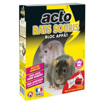 Appât pour rats et souris - ACTO - 12 blocs de 20 g - Tres attractif