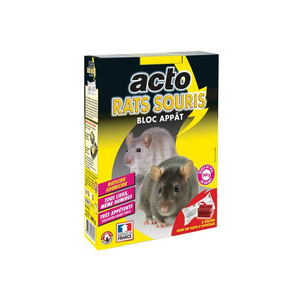 Appât pour rats et souris - ACTO - 12 blocs de 20 g - Tres attractif