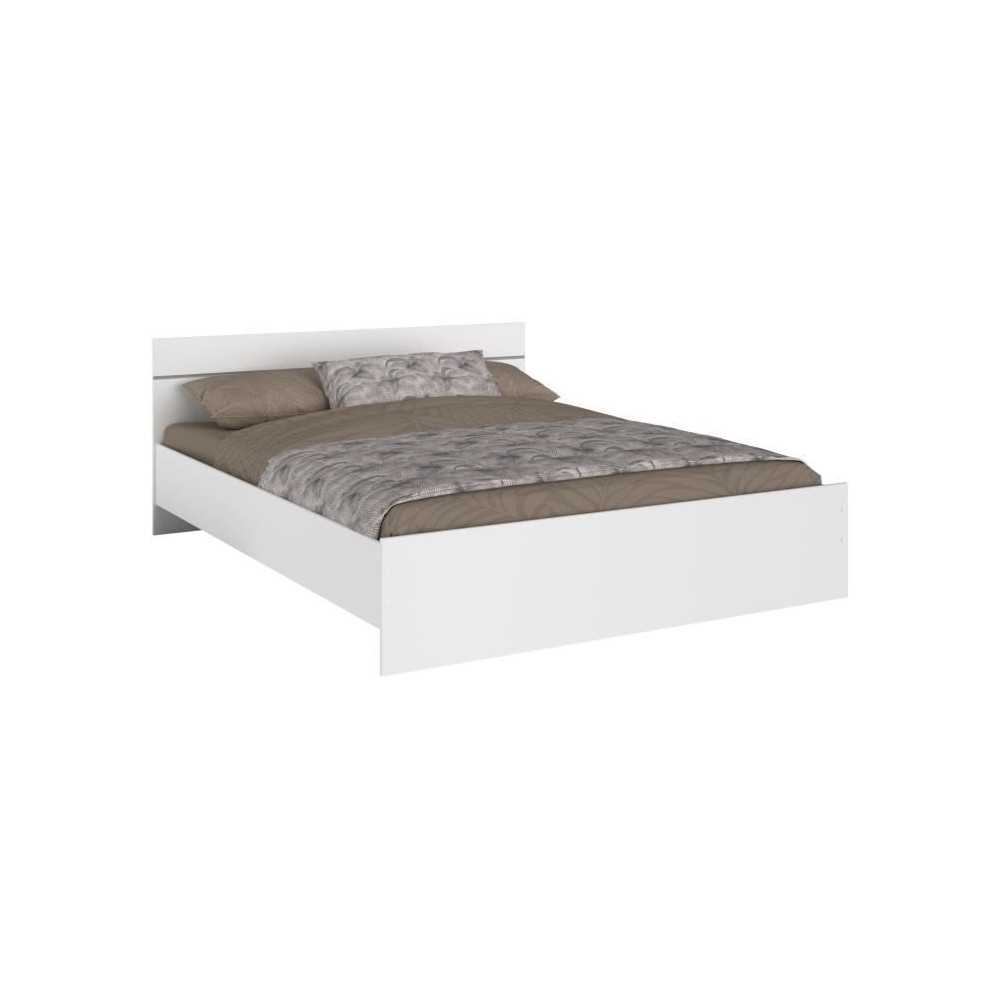 Lit adulte BOSTON 160x200 - Décor blanc - Fabriqué en France Lit adulte BOSTON 160x200 - Décor blanc - Fabriqué en France