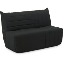 Banquette BZ - 2 places - Tissu Anthracite - 143 x 106 x 92 cm - Matel