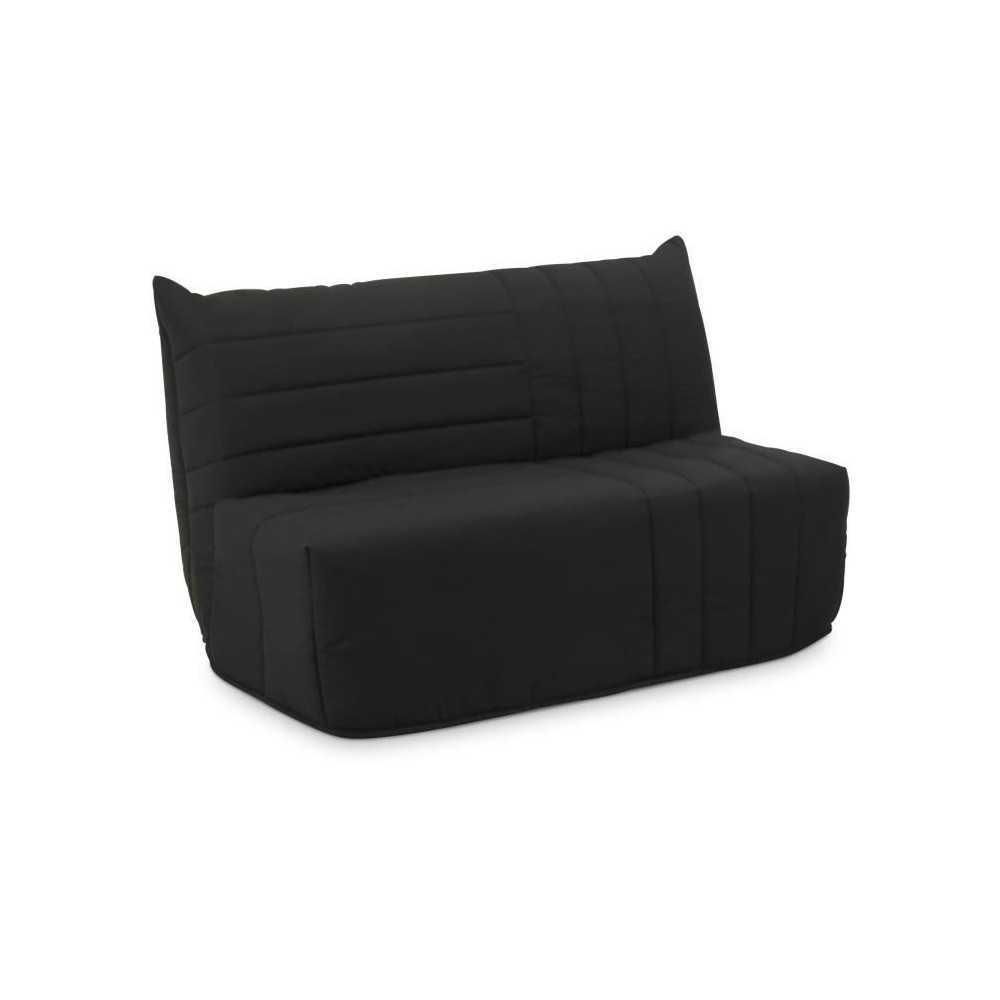 Banquette BZ - 2 places - Tissu Anthracite - 143 x 106 x 92 cm - Matel