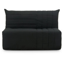 Banquette BZ - 2 places - Tissu Anthracite - 143 x 106 x 92 cm - Matel