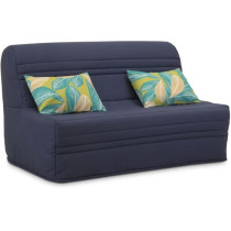 Banquette BZ - 2 places - Bleu Marine - Coussins Jungle - couchage 140
