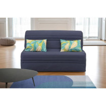 Banquette BZ - 2 places - Bleu Marine - Coussins Jungle - couchage 140