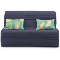 Banquette BZ - 2 places - Bleu Marine - Coussins Jungle - couchage 140