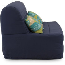 Banquette BZ - 2 places - Bleu Marine - Coussins Jungle - couchage 140