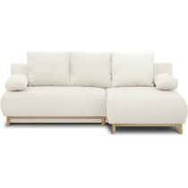 Canapé d'angle droit convertible - 3 places - MIKA - Tissu bouclettes