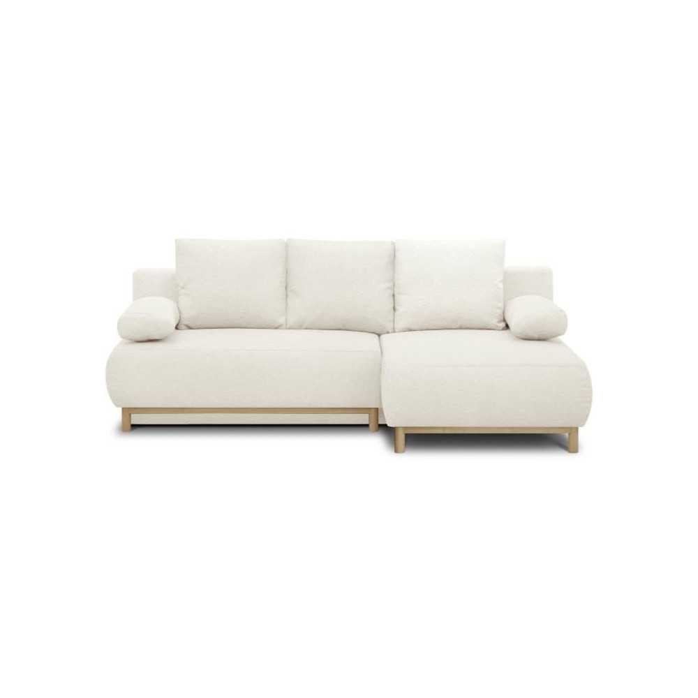 Canapé d'angle droit convertible - 3 places - MIKA - Tissu bouclettes