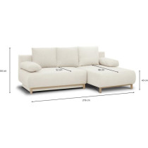 Canapé d'angle droit convertible - 3 places - MIKA - Tissu bouclettes