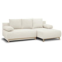 Canapé d'angle droit convertible - 3 places - MIKA - Tissu bouclettes