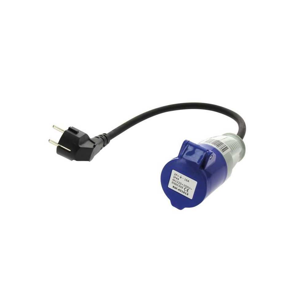 Adaptateur - Prise femelle CEE P17 / prise mâle Schuko - 16 A - 28 cm Adaptateur - Prise femelle CEE P17 / prise mâle Schuko - 16 A - 28 cm