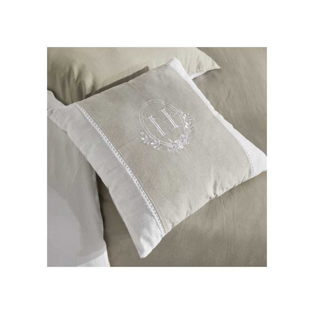 Coussin - TODAY - CHARME - Slub x Chambray x Broderie Berenice - 40 x Coussin - TODAY - CHARME - Slub x Chambray x Broderie Berenice - 40 x