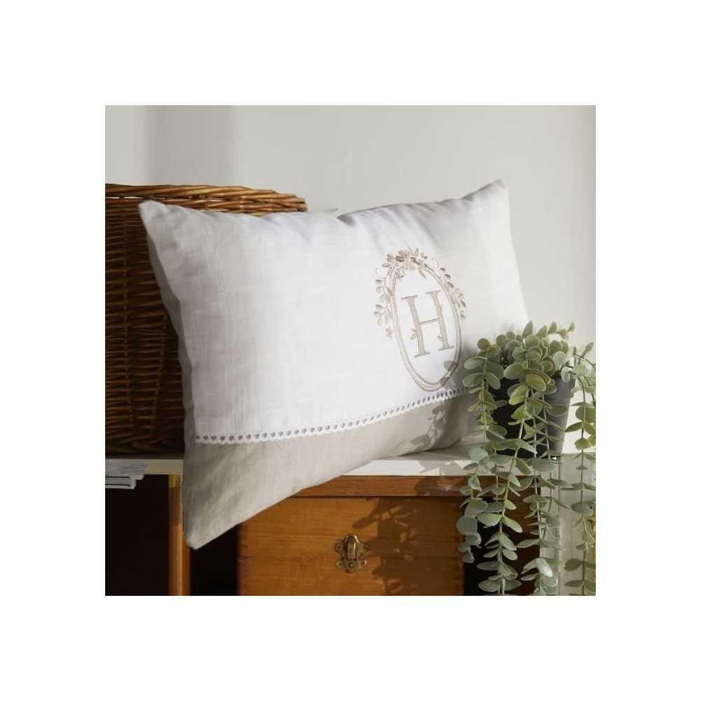 Coussin - TODAY - CHARME - Imprimé x Chambray x Broderie Berenice - 3 Coussin - TODAY - CHARME - Imprimé x Chambray x Broderie Berenice - 3