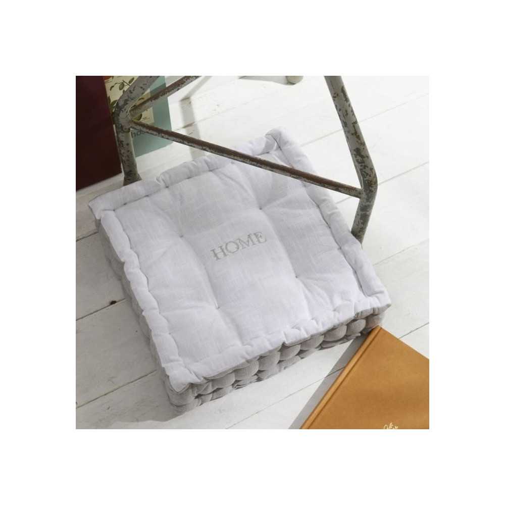 Coussin de sol - TODAY - CHARME - Slub x Chambray x Broderie Capucine Coussin de sol - TODAY - CHARME - Slub x Chambray x Broderie Capucine