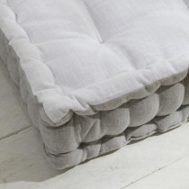 Coussin de sol - TODAY - CHARME - Slub x Chambray x Broderie Capucine
