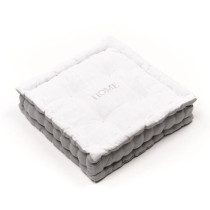 Coussin de sol - TODAY - CHARME - Slub x Chambray x Broderie Capucine