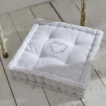 Coussin de sol - TODAY - CHARME - Slub x Chambray x Broderie Constance