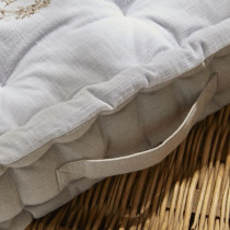 Coussin de sol - TODAY - CHARME - Slub x Chambray x Broderie Berenice
