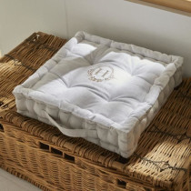 Coussin de sol - TODAY - CHARME - Slub x Chambray x Broderie Berenice