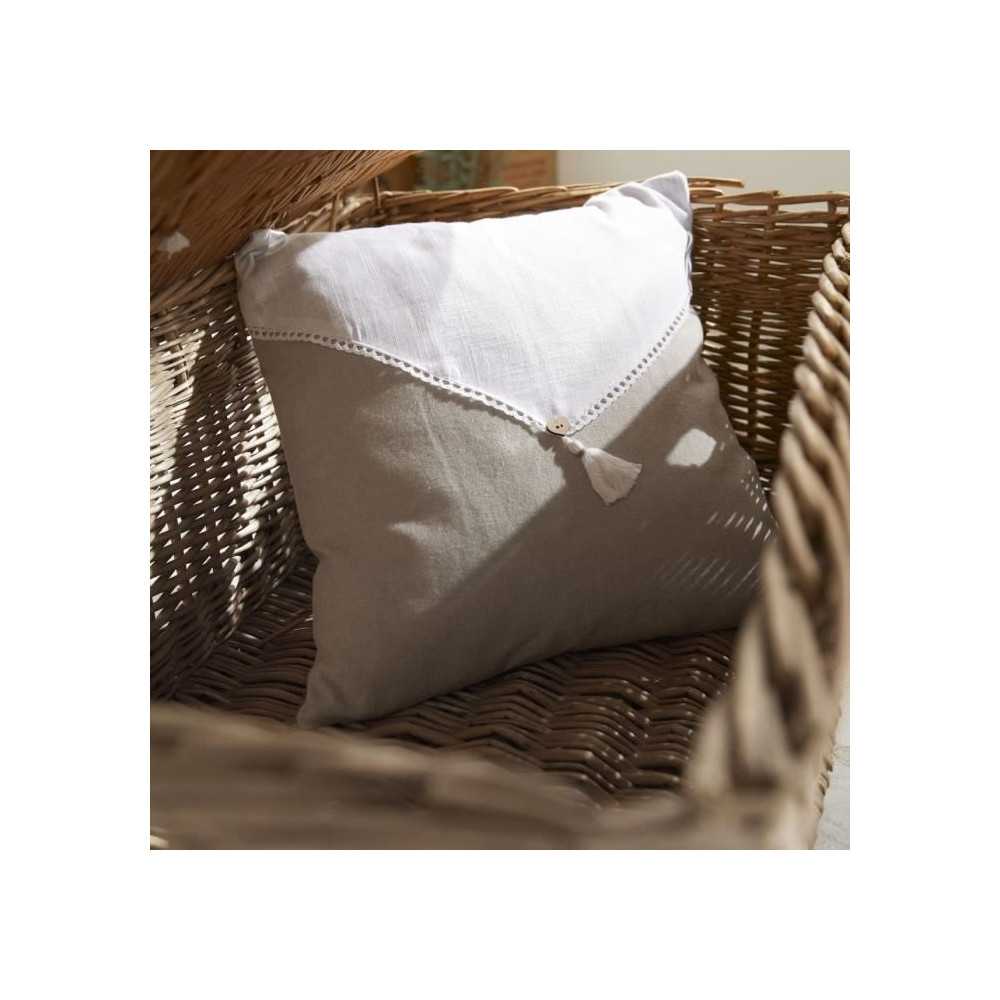 Coussin - TODAY - CHARME - Slub x Chambray x Pompon Berenice - 40 x 40 Coussin - TODAY - CHARME - Slub x Chambray x Pompon Berenice - 40 x 40