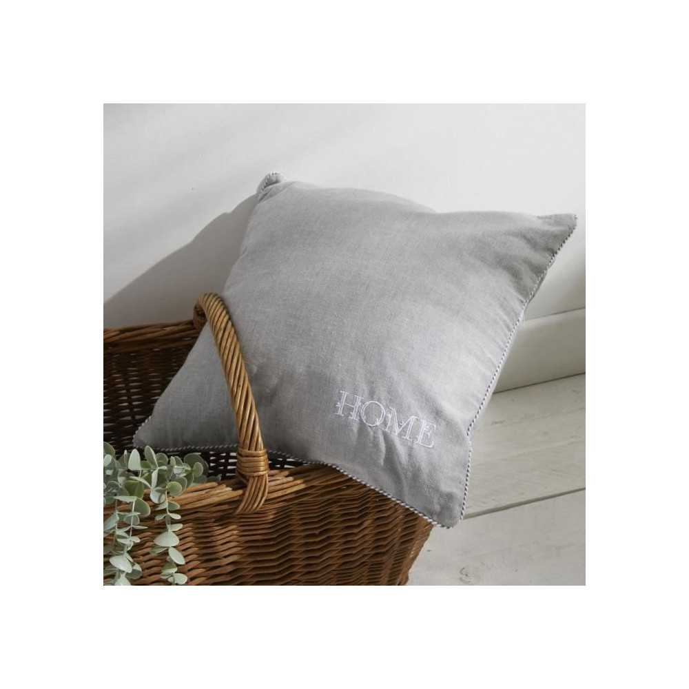 Coussin - TODAY - CHARME - Chambray x Petite broderie Capucine - 40 x Coussin - TODAY - CHARME - Chambray x Petite broderie Capucine - 40 x