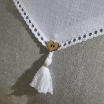 Coussin - TODAY - CHARME - Slub x Chambray x Pompon Capucune - 40 x 40