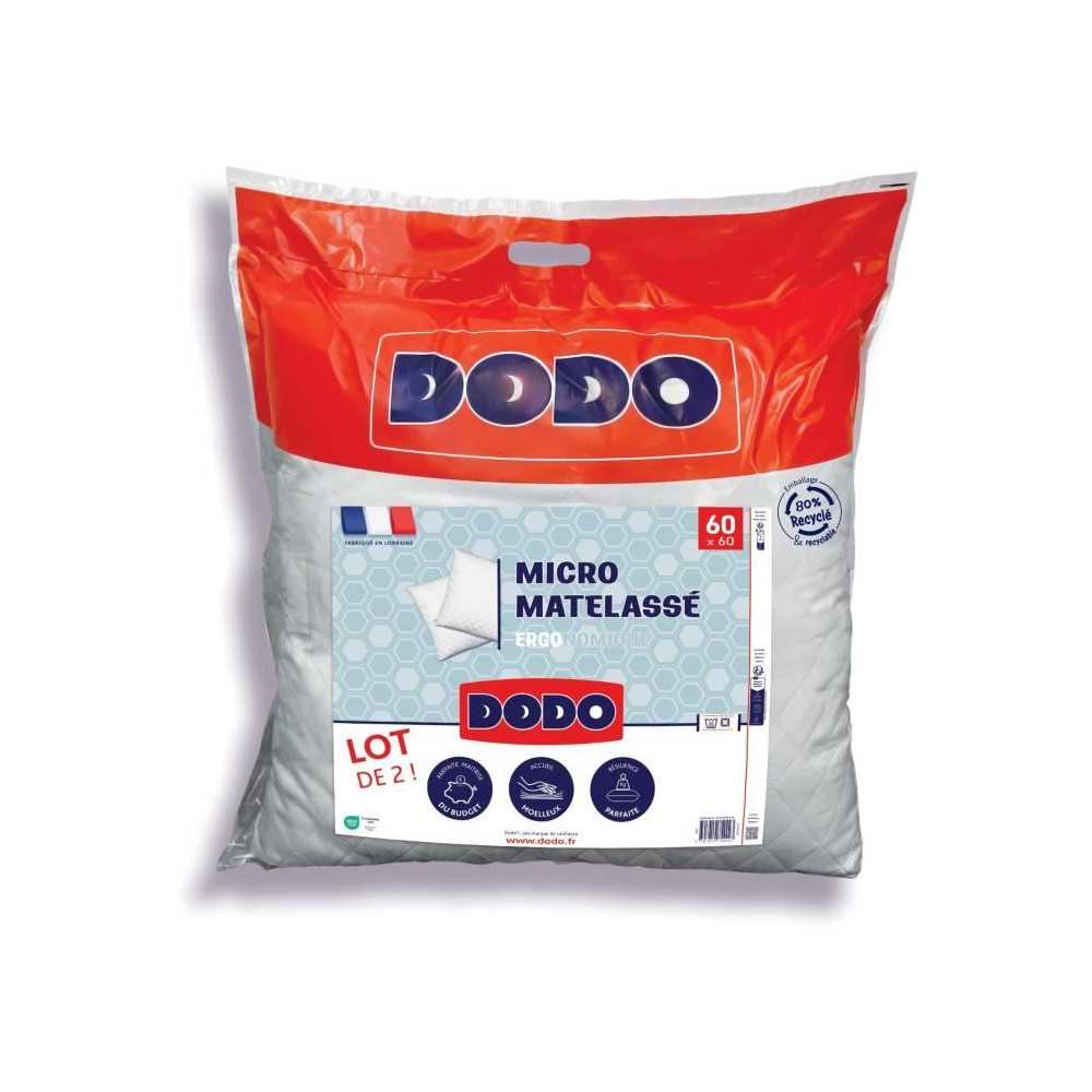 DODO - Lot de 2 oreillers - MICRO MATELASSE - 60 x 60 cm - Blanc DODO - Lot de 2 oreillers - MICRO MATELASSE - 60 x 60 cm - Blanc